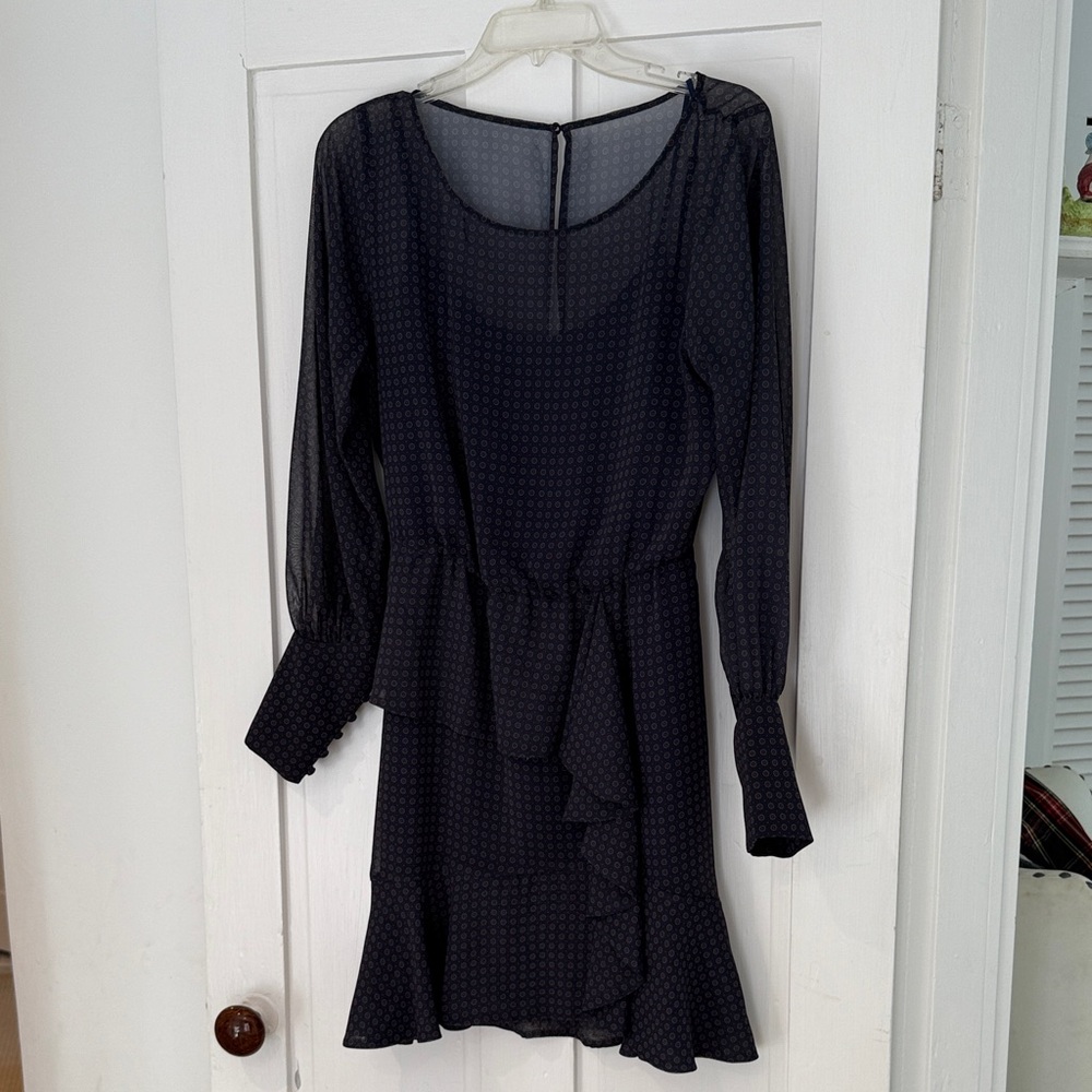 Bailey 44 Navy Ruffle Long-Sleeve Dress